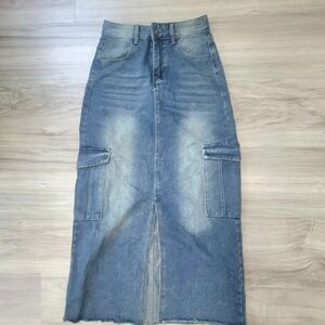 Denim Cargo Skirt